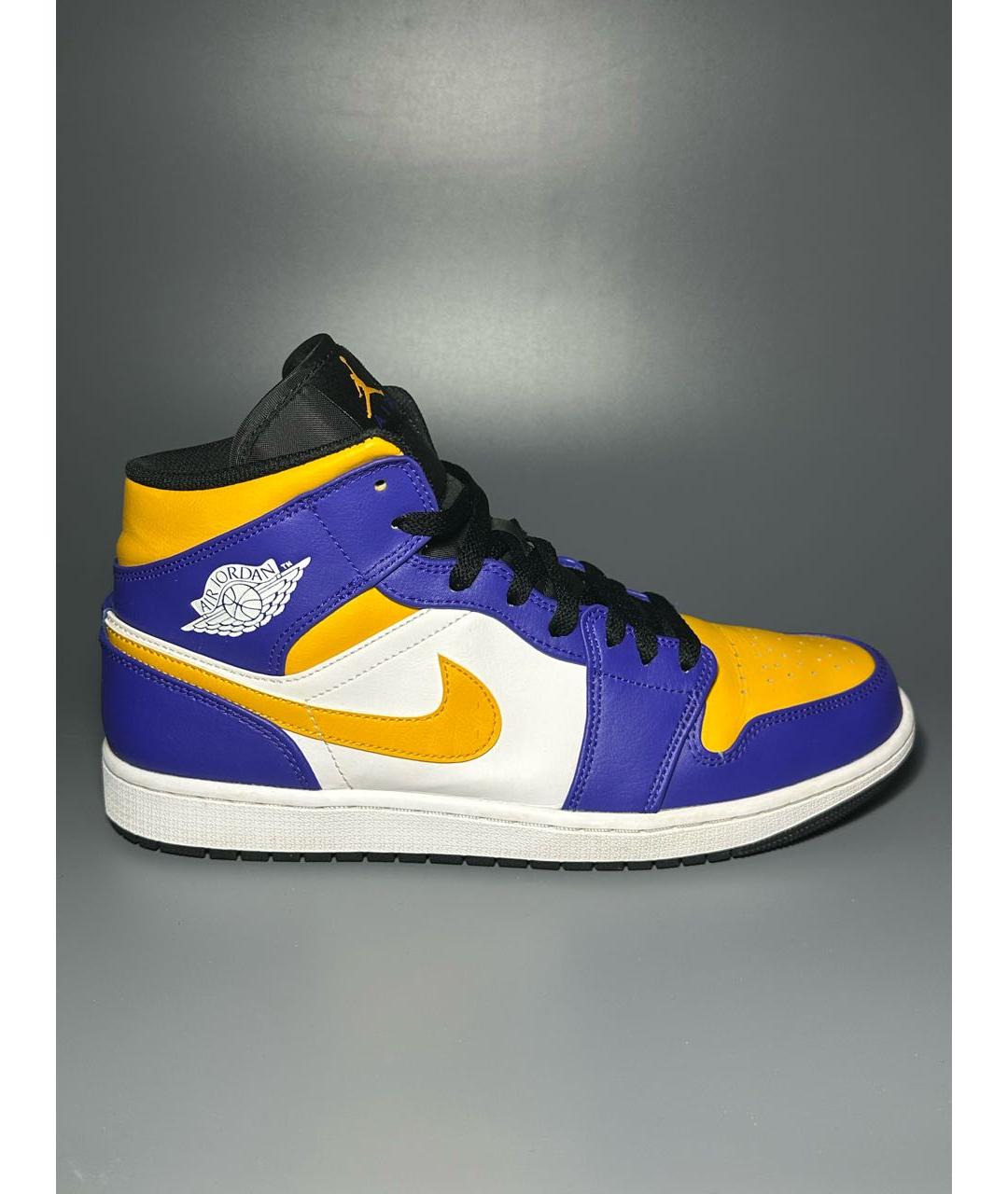 JORDAN Фиолетовые кожаные высокие кроссовки / кеды, фото 9