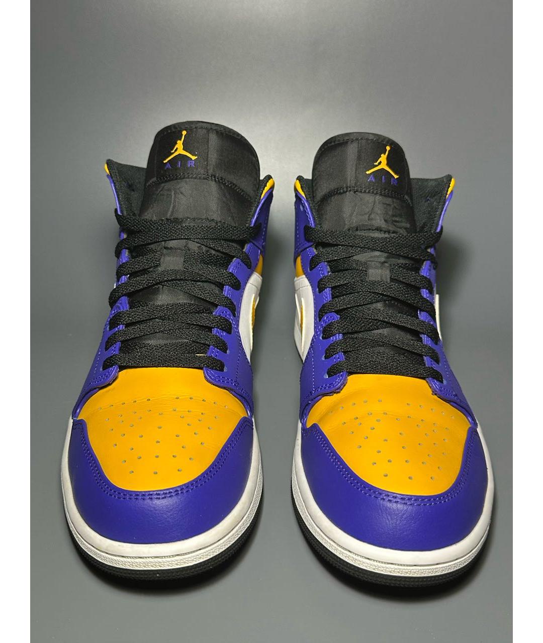 JORDAN Фиолетовые кожаные высокие кроссовки / кеды, фото 2