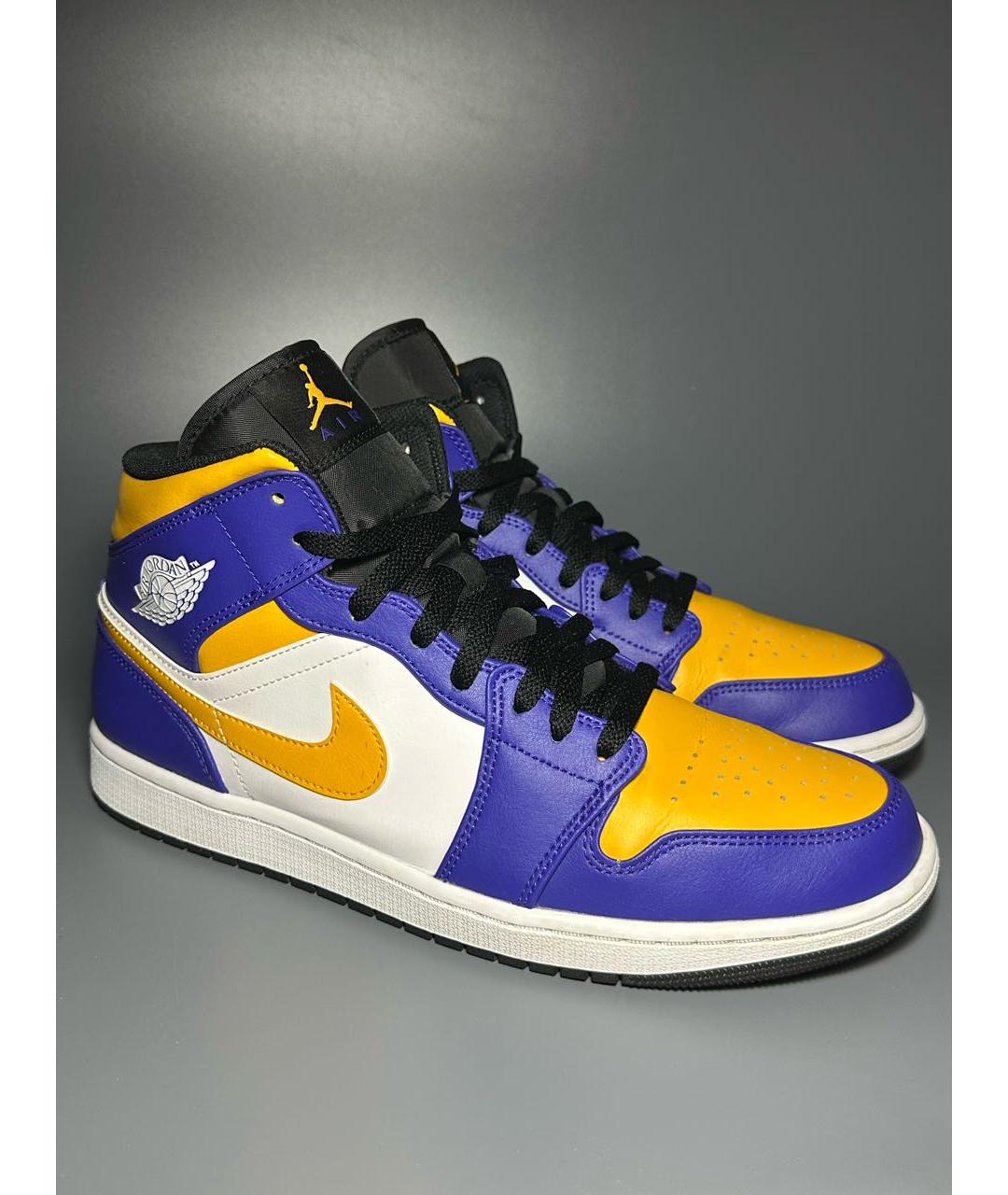 JORDAN Фиолетовые кожаные высокие кроссовки / кеды, фото 5