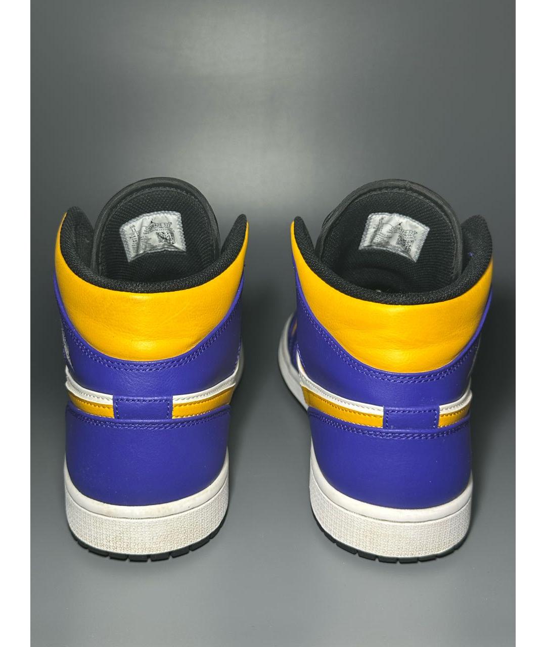 JORDAN Фиолетовые кожаные высокие кроссовки / кеды, фото 4