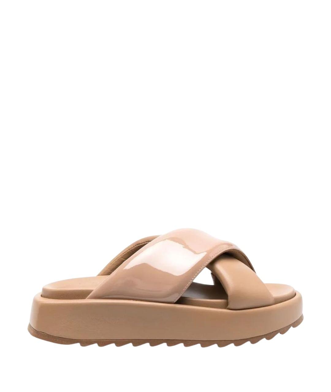 GIABORGHINI Бежевые кожаные сабо, фото 1