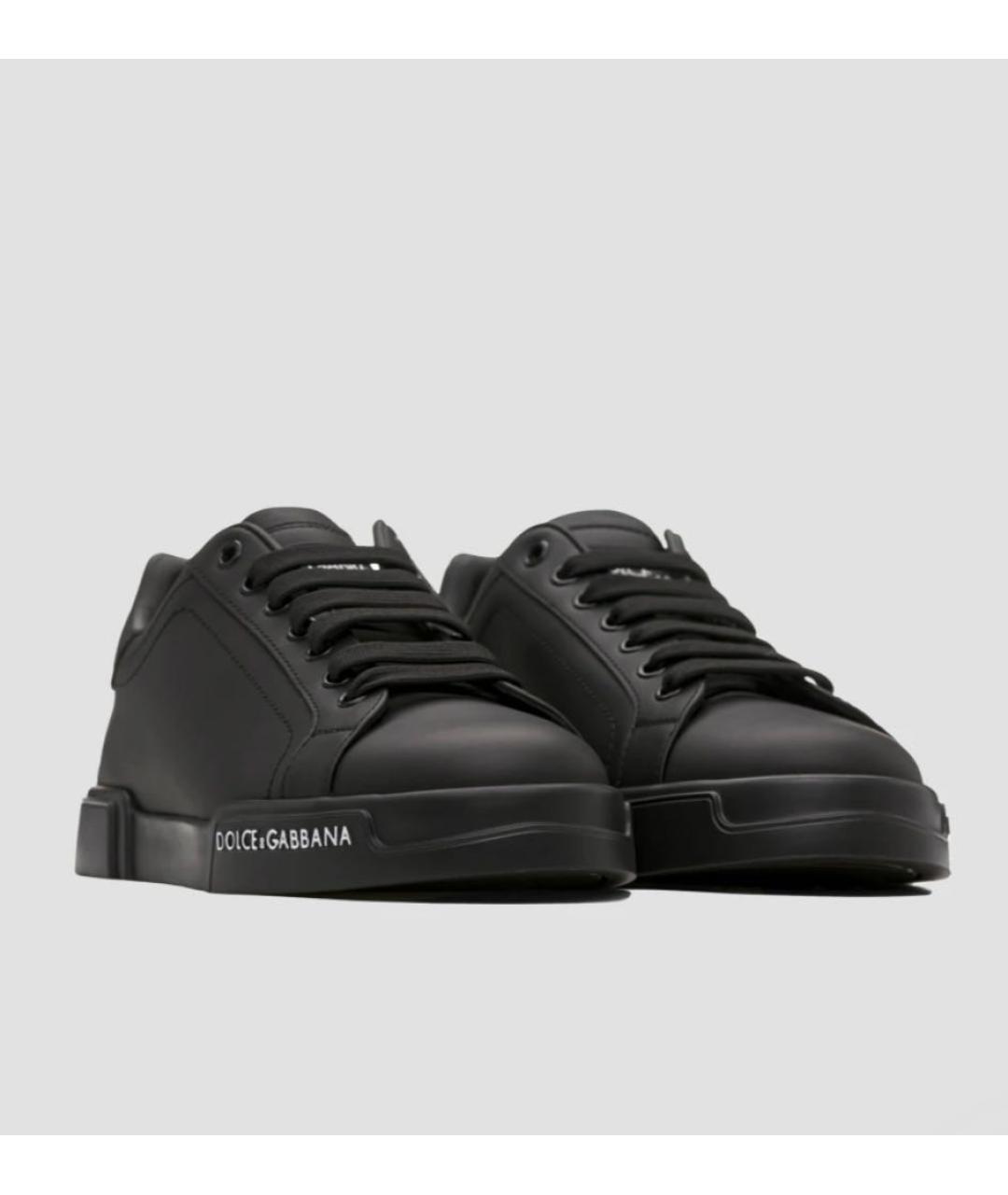 DOLCE&GABBANA Черные кожаные низкие кроссовки / кеды, фото 4