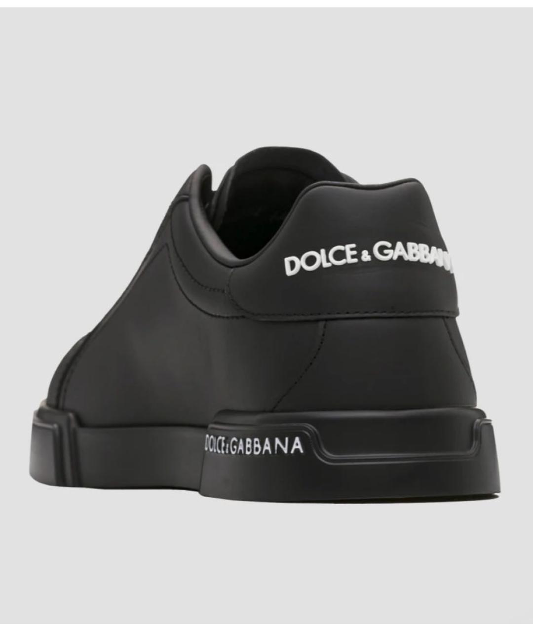 DOLCE&GABBANA Черные кожаные низкие кроссовки / кеды, фото 5