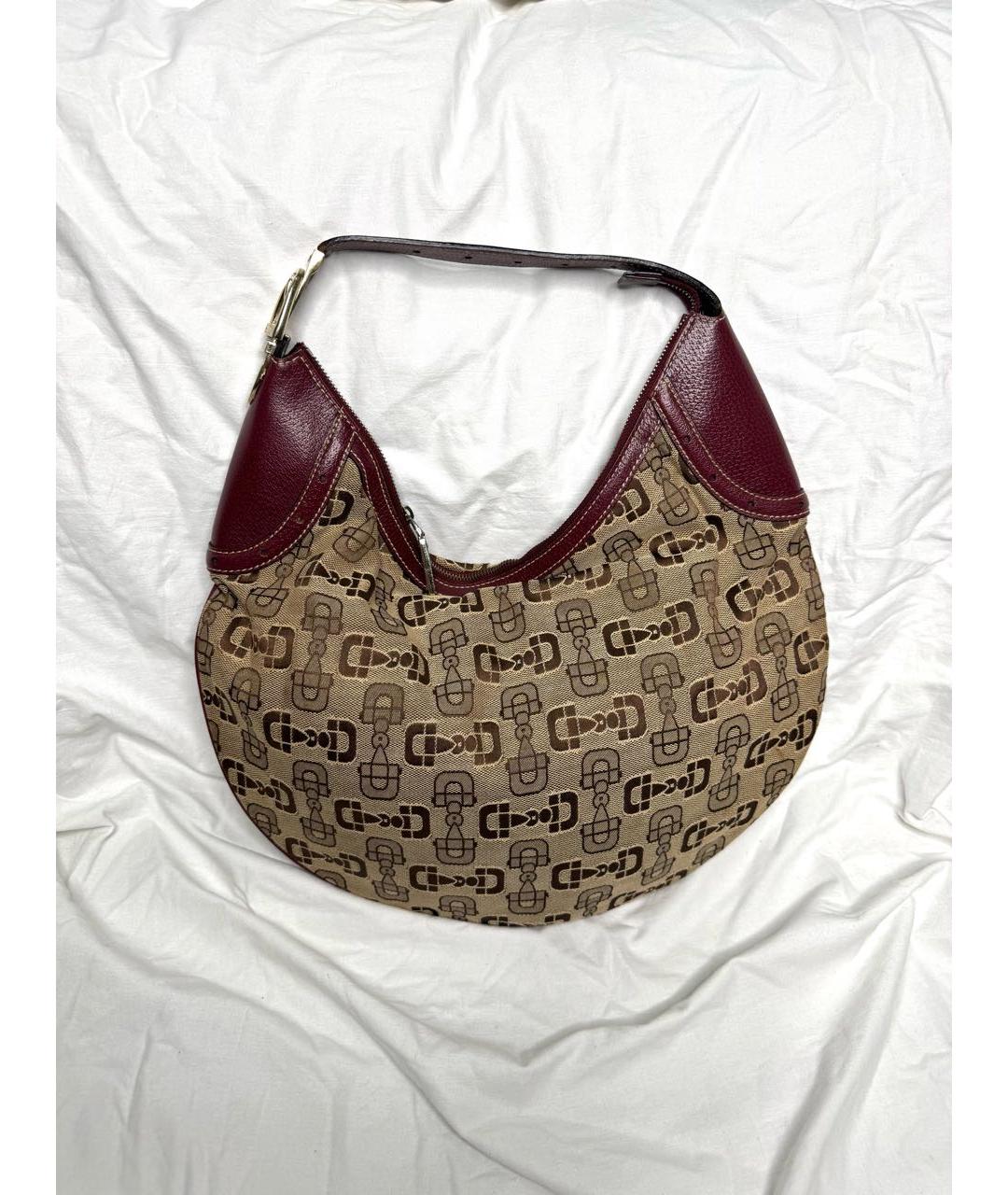 GUCCI Коричневая тканевая сумка с короткими ручками, фото 9