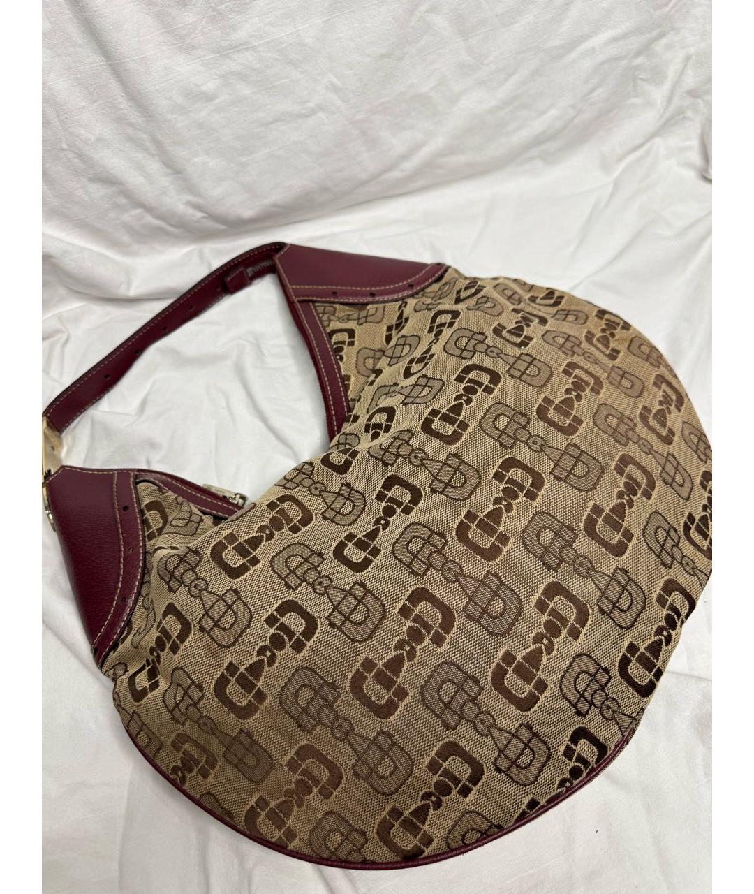 GUCCI Коричневая тканевая сумка с короткими ручками, фото 6