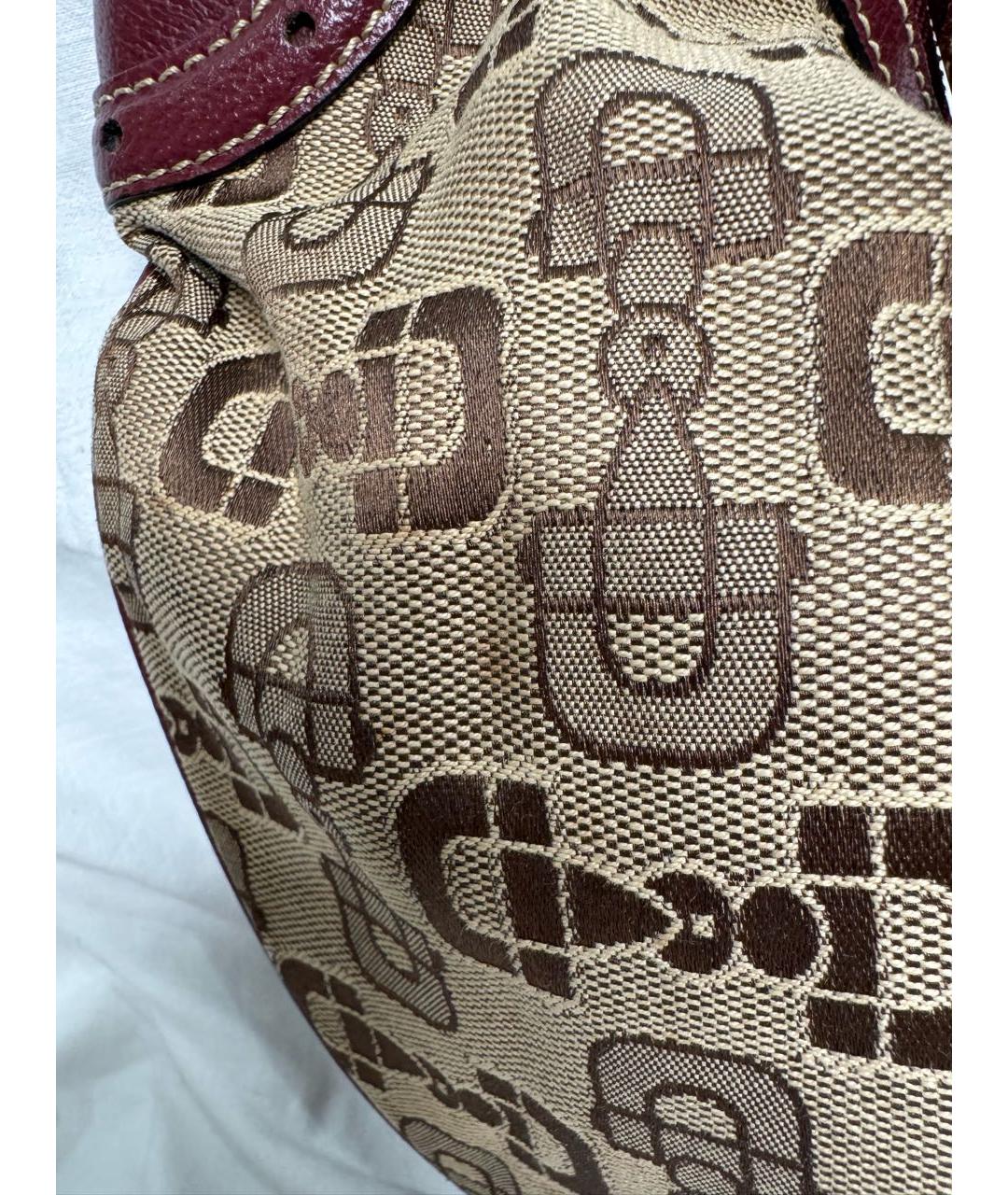 GUCCI Коричневая тканевая сумка с короткими ручками, фото 7