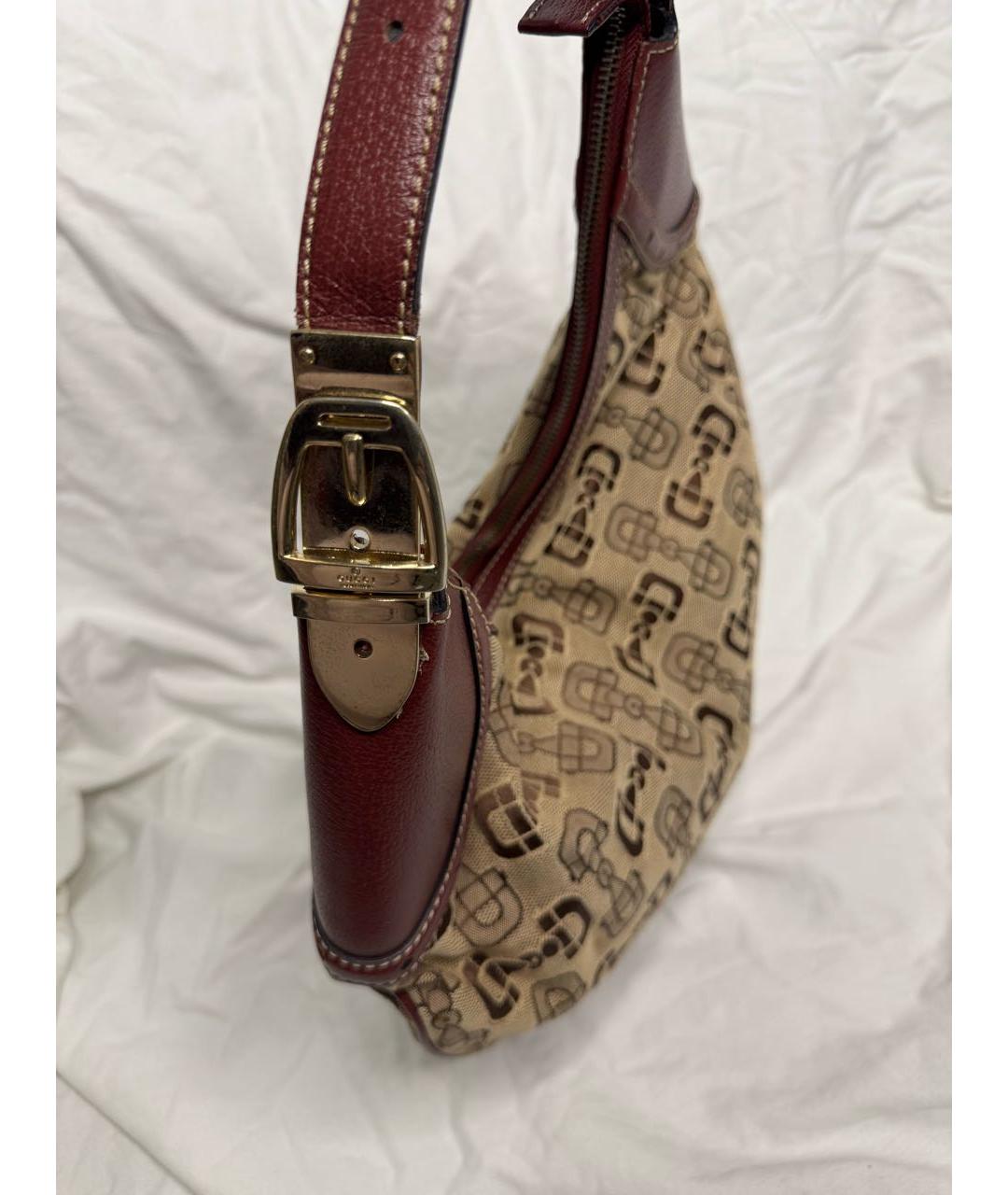 GUCCI Коричневая тканевая сумка с короткими ручками, фото 2