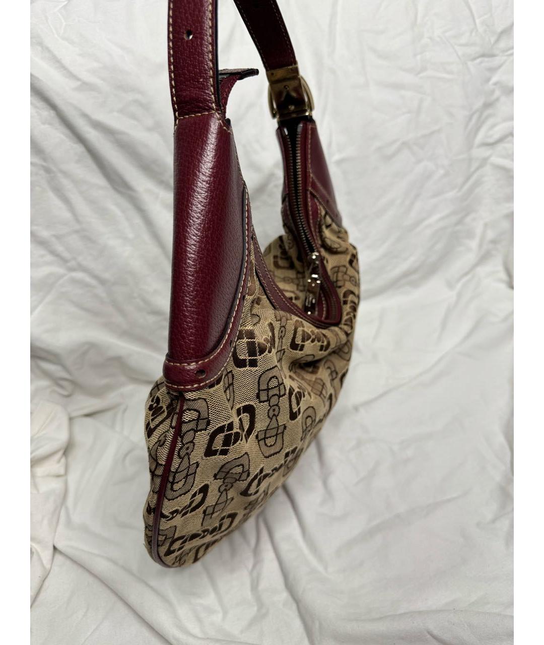 GUCCI Коричневая тканевая сумка с короткими ручками, фото 4