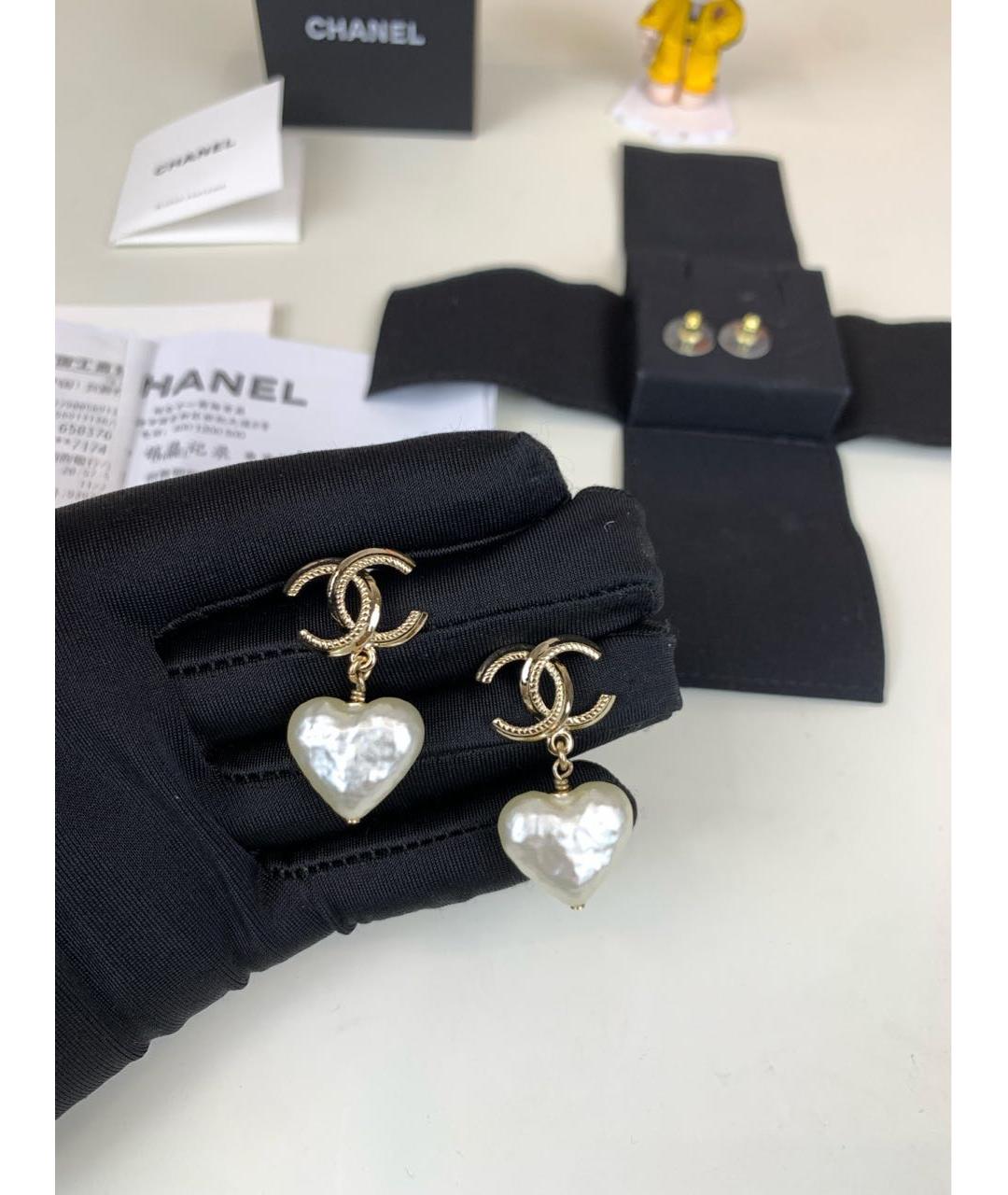 CHANEL Золотые металлические серьги, фото 4