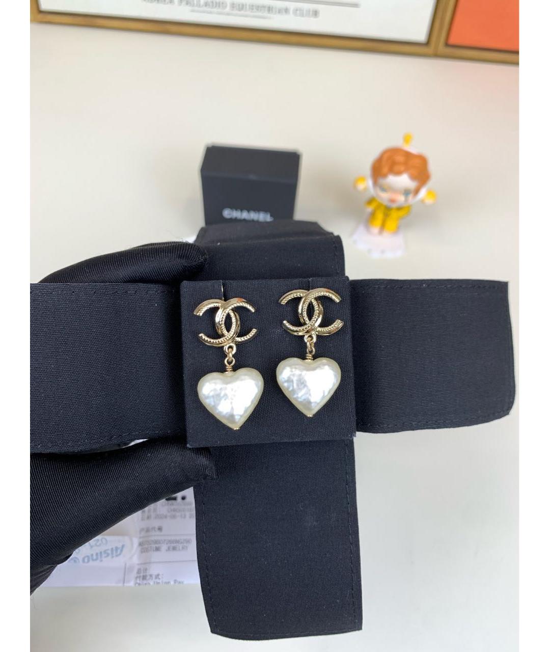 CHANEL Золотые металлические серьги, фото 6