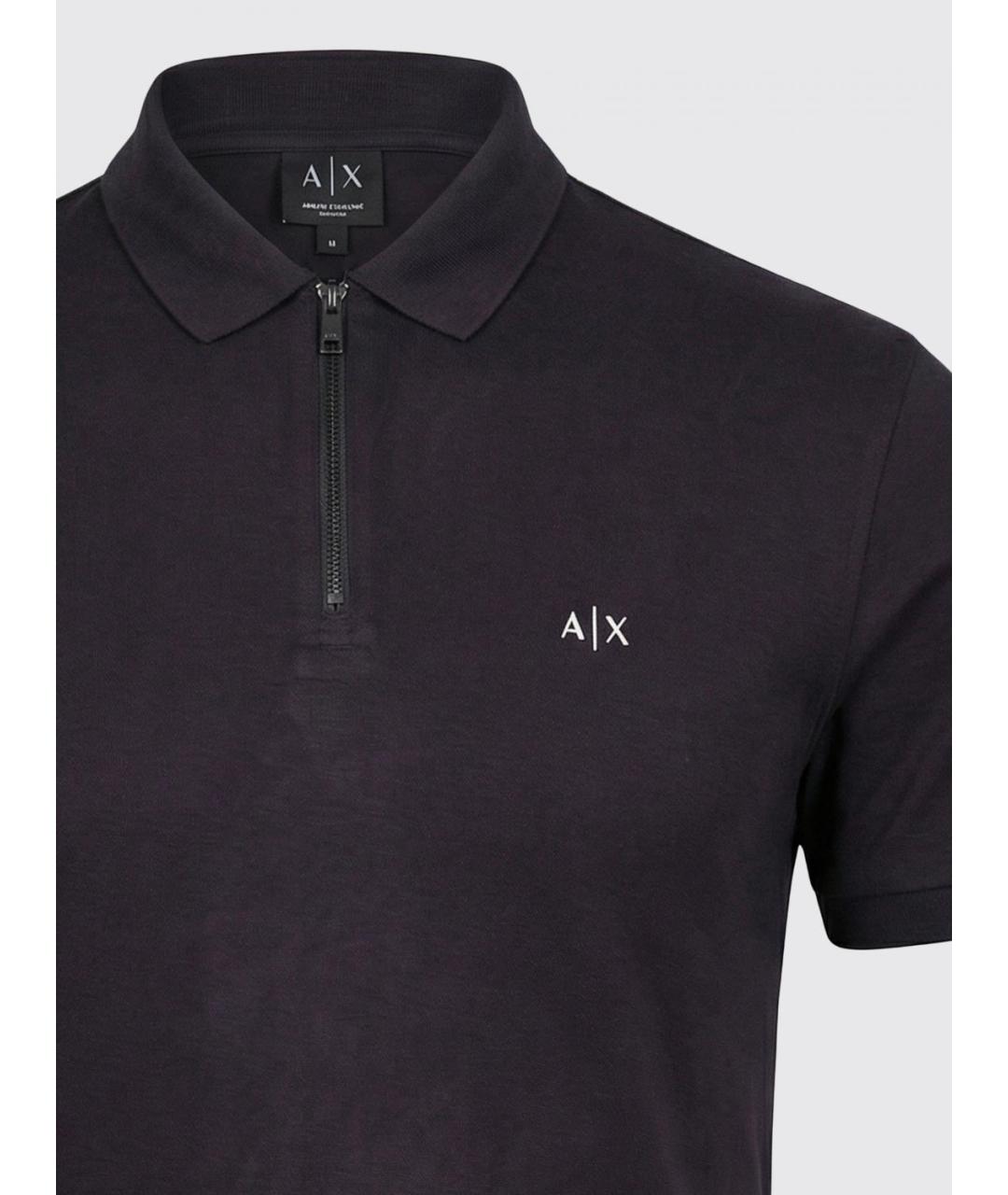 ARMANI EXCHANGE Темно-синее вискозное поло с коротким рукавом, фото 4