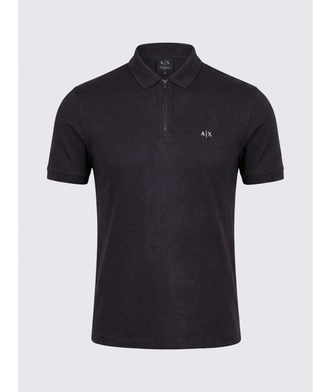 ARMANI EXCHANGE Темно-синее вискозное поло с коротким рукавом, фото 5
