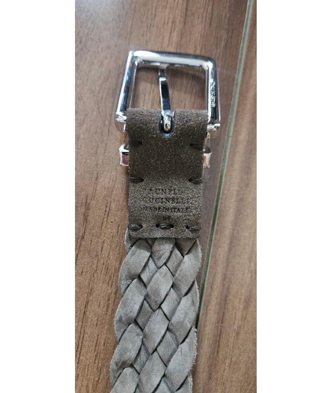 BRUNELLO CUCINELLI Коричневый замшевый ремень, фото 3