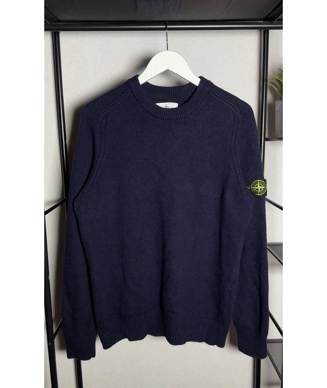 STONE ISLAND Темно-синий шерстяной джемпер / свитер, фото 5