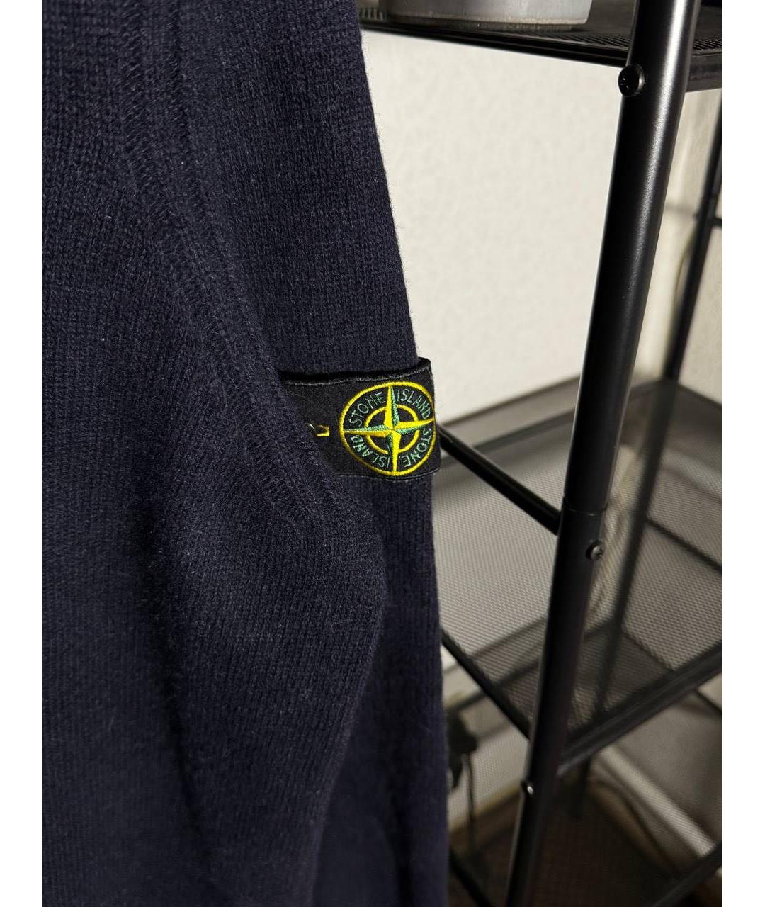 STONE ISLAND Темно-синий шерстяной джемпер / свитер, фото 3