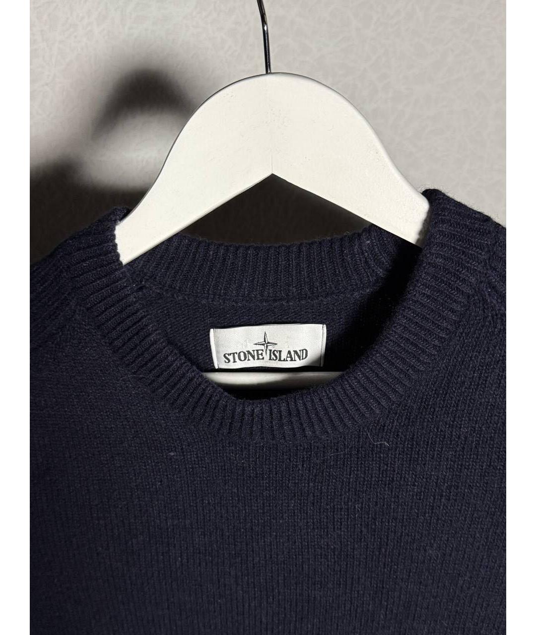 STONE ISLAND Темно-синий шерстяной джемпер / свитер, фото 2