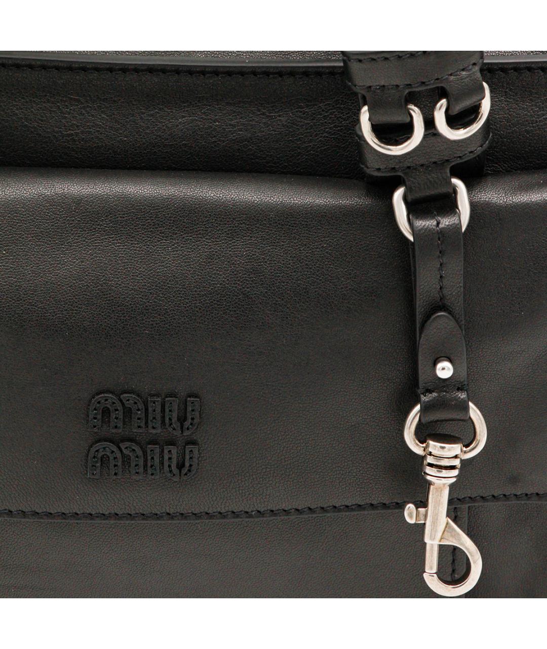 MIU MIU Черная кожаная сумка через плечо, фото 4