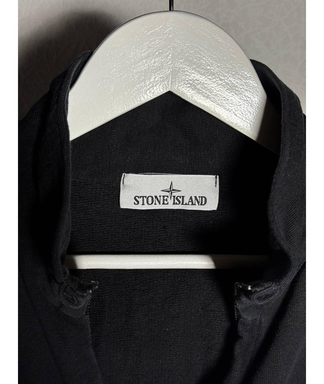 STONE ISLAND Черный хлопковый кардиган, фото 2