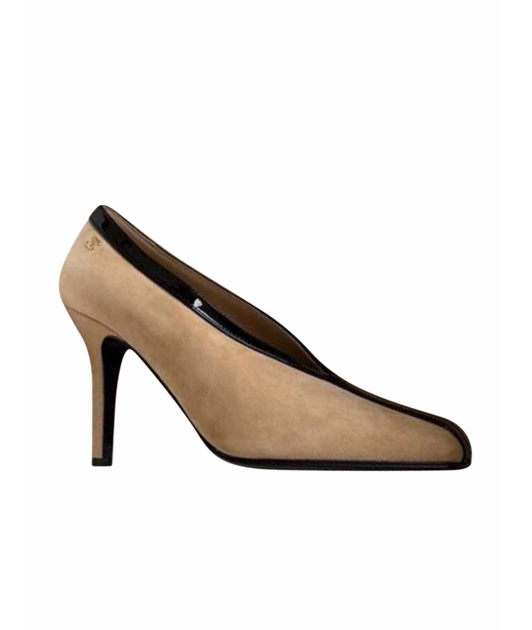 CHANEL Бежевые замшевые туфли, фото 1