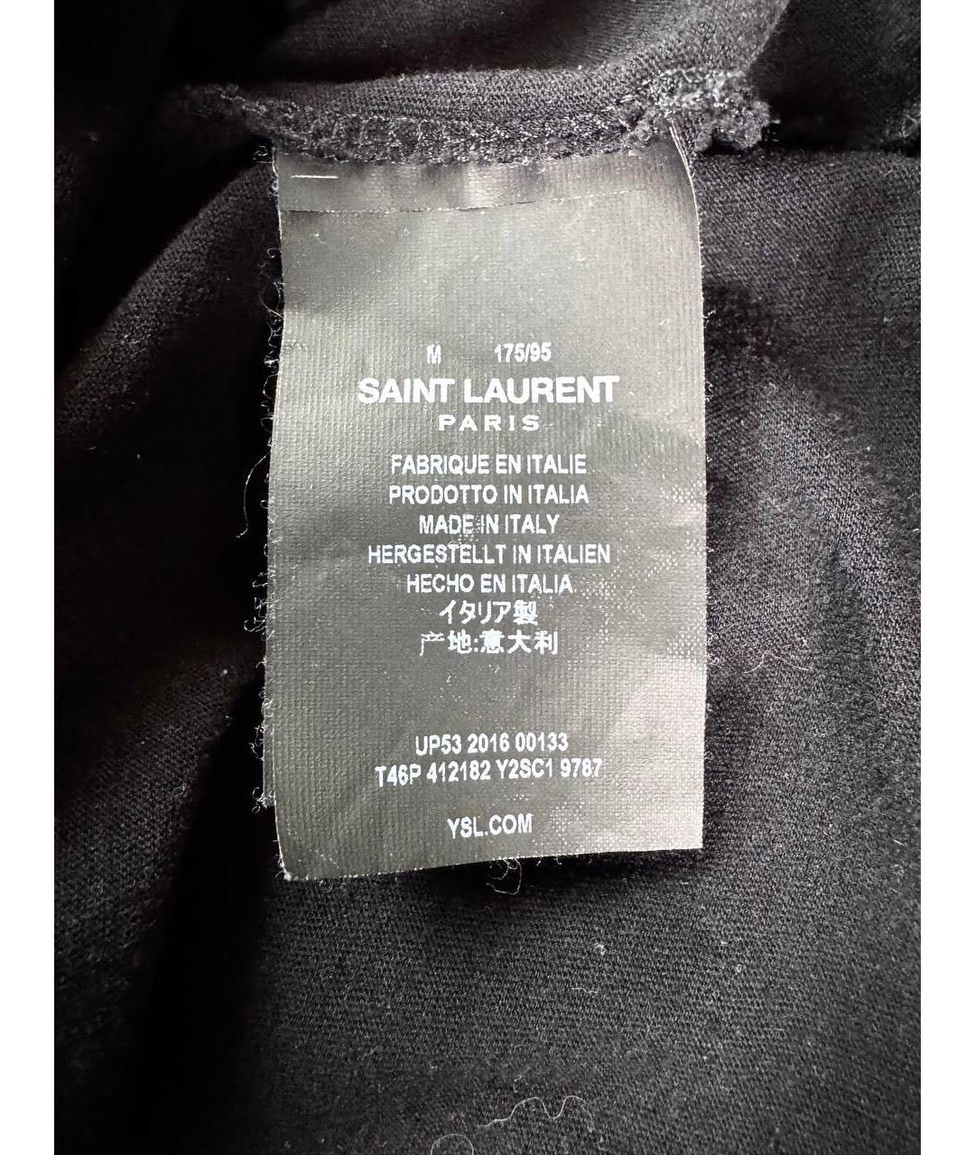 SAINT LAURENT Черная хлопковая футболка, фото 6
