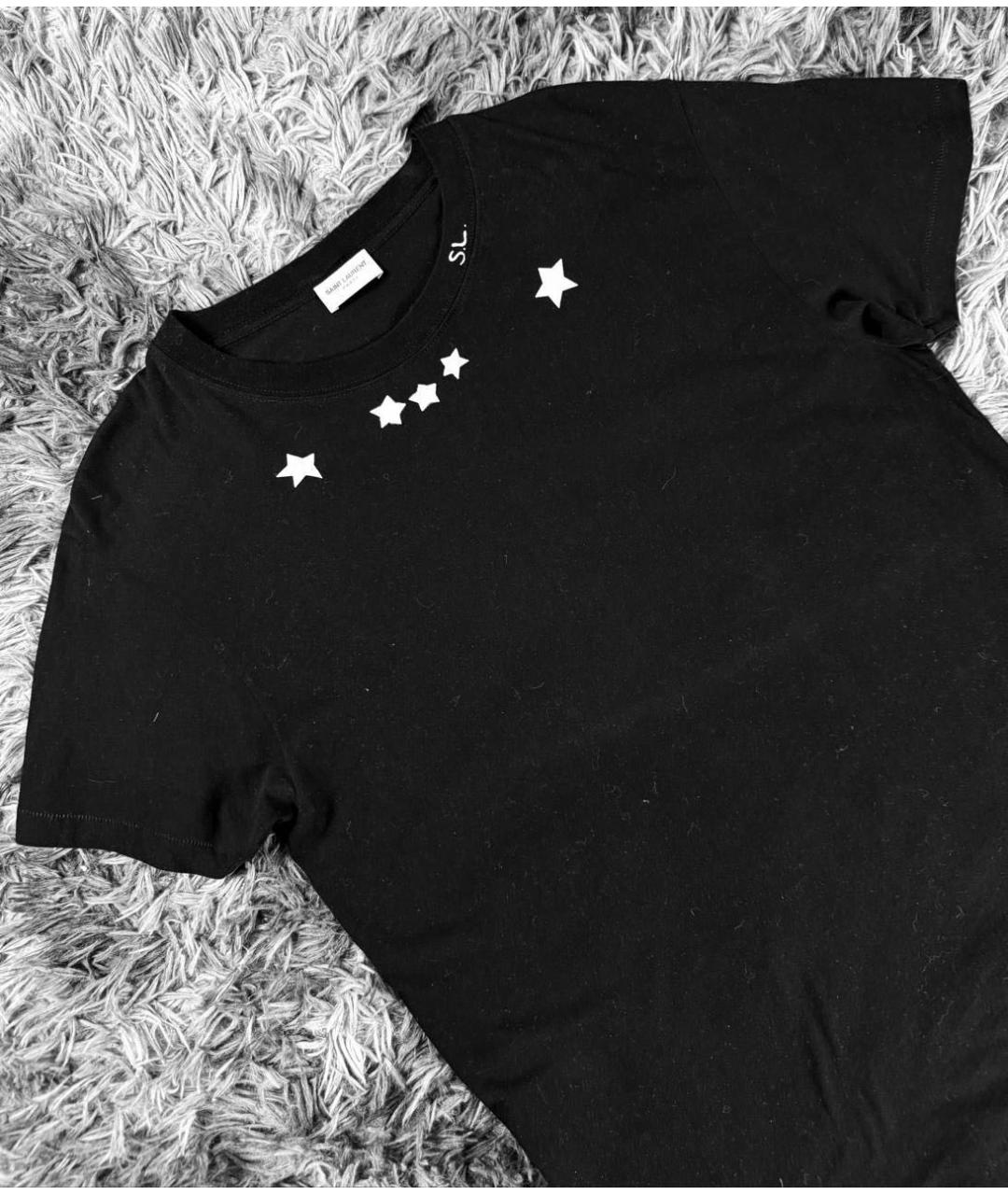 SAINT LAURENT Черная хлопковая футболка, фото 4