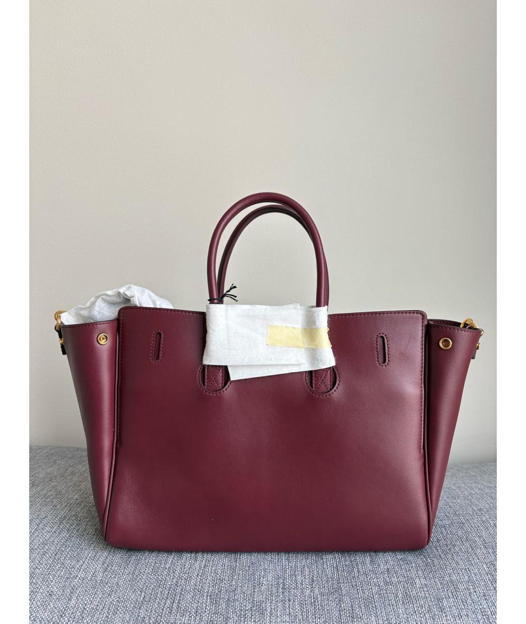 BALENCIAGA Бордовая кожаная сумка с короткими ручками, фото 3