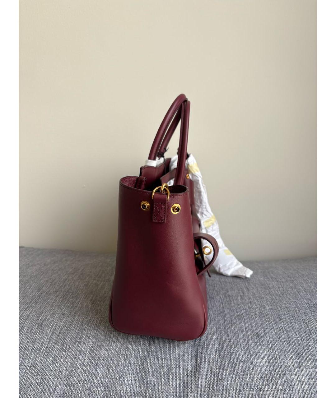 BALENCIAGA Бордовая кожаная сумка с короткими ручками, фото 5