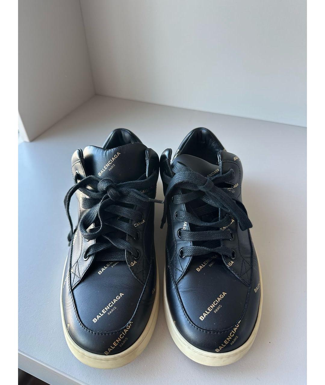 BALENCIAGA Черные кожаные кеды, фото 2