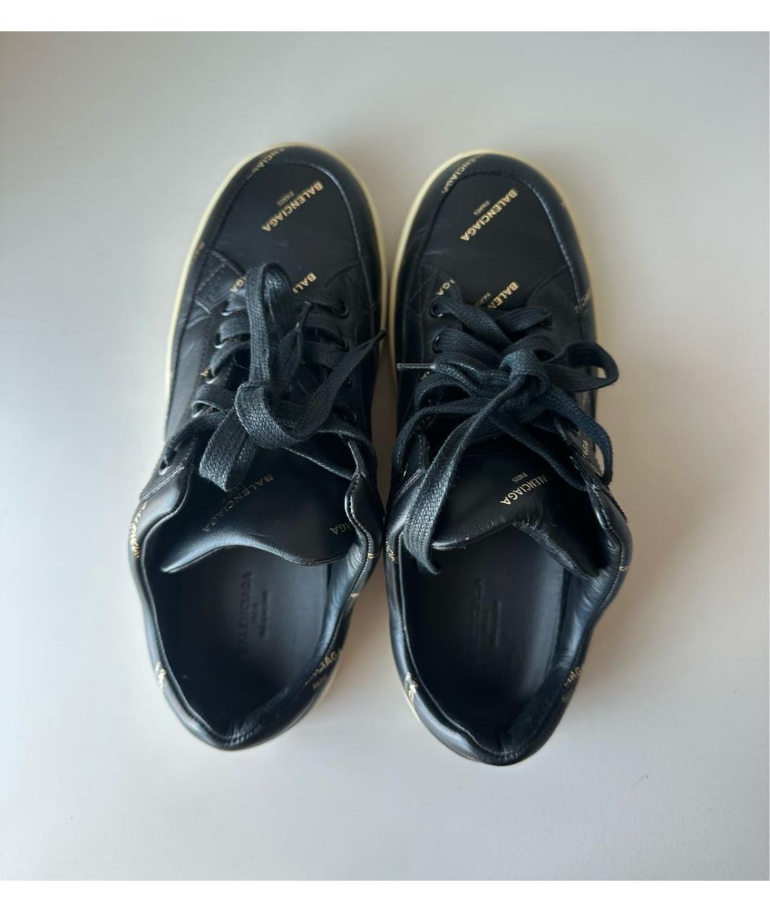 BALENCIAGA Черные кожаные кеды, фото 3