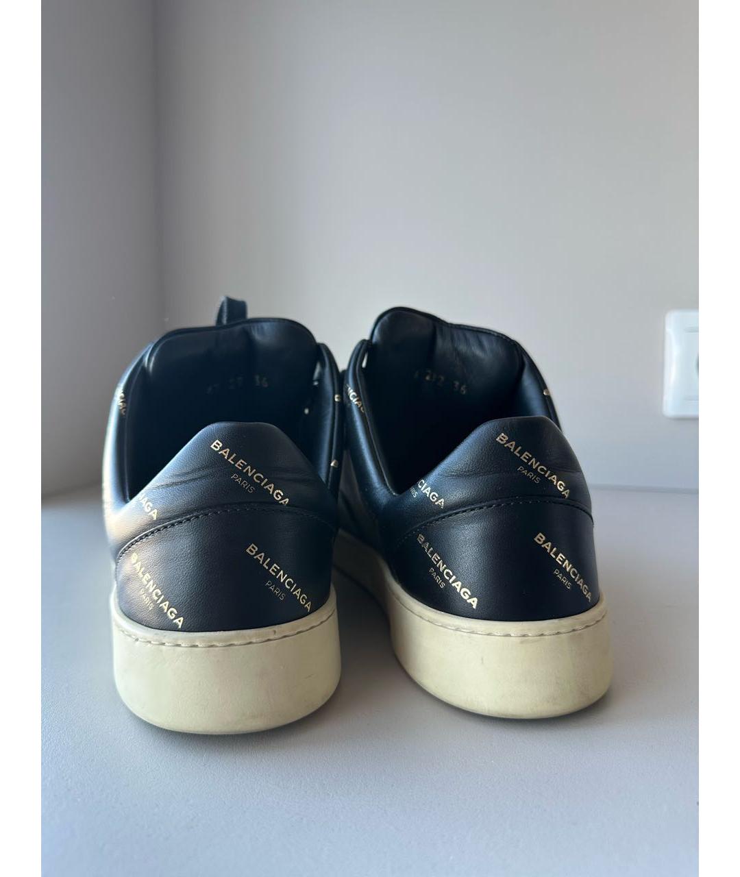 BALENCIAGA Черные кожаные кеды, фото 4