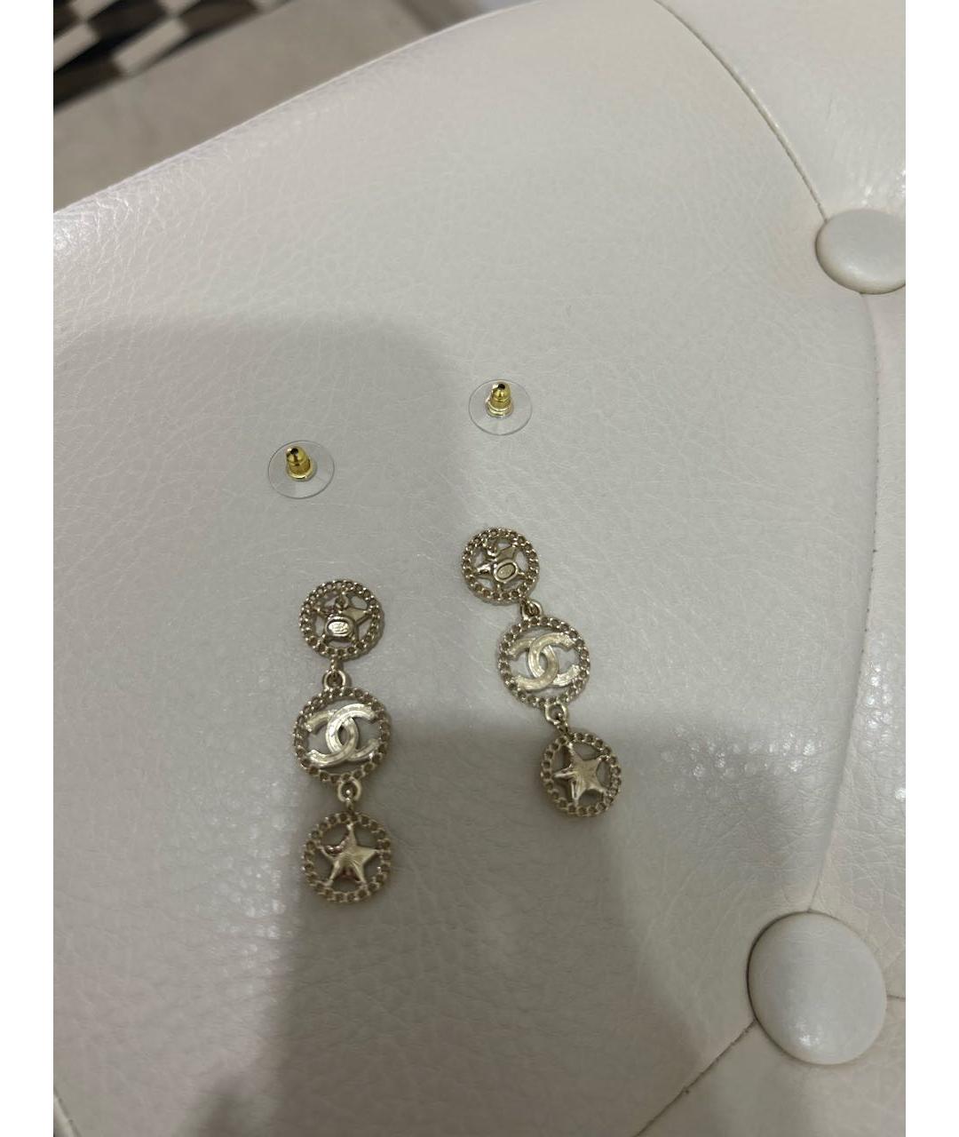 CHANEL Золотые латунные серьги, фото 2