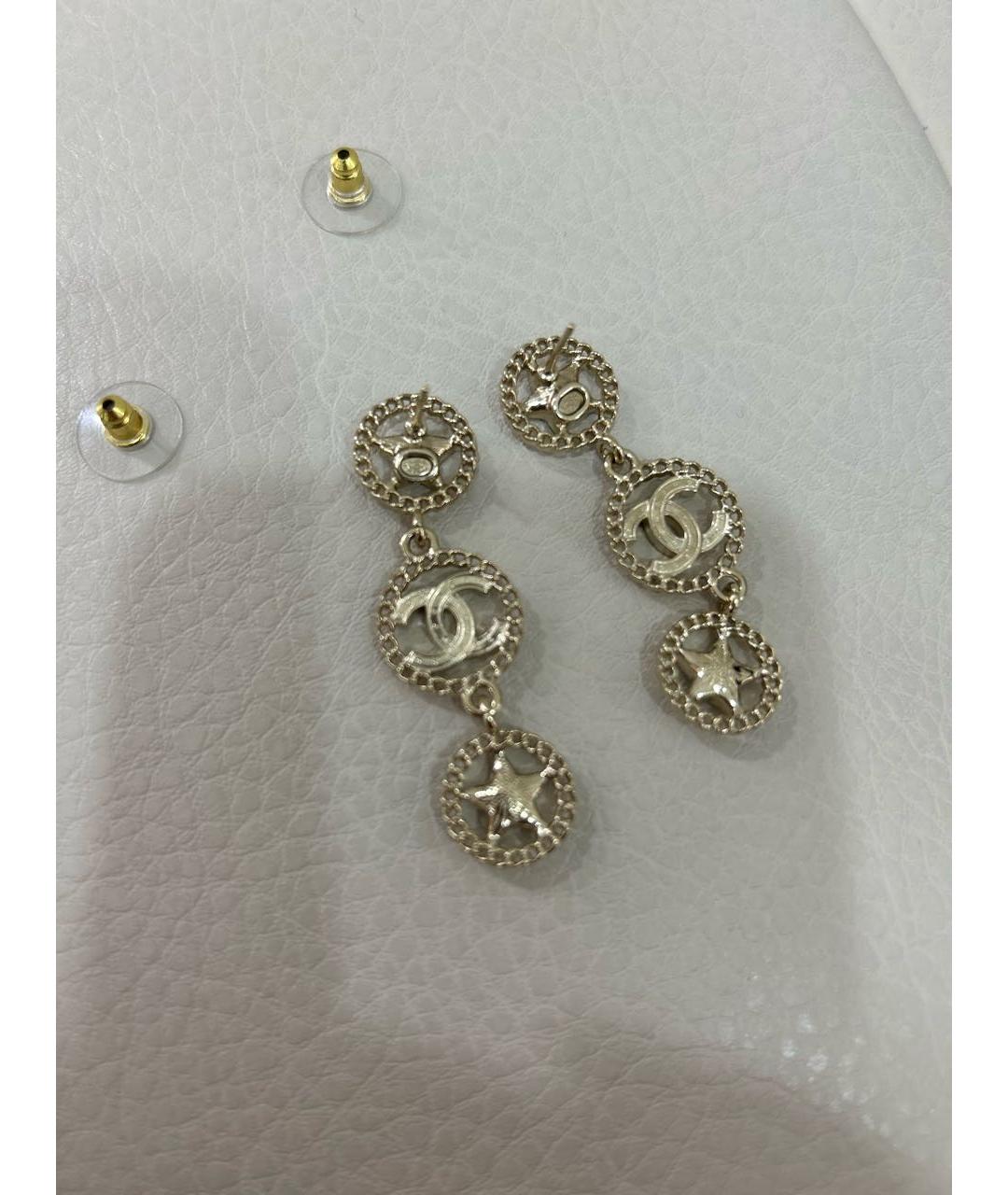 CHANEL Золотые латунные серьги, фото 3