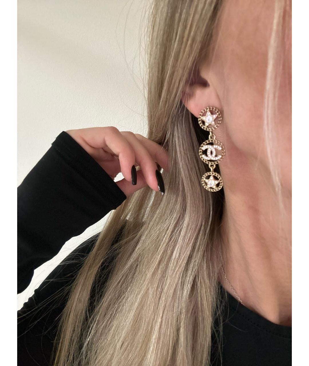 CHANEL Золотые латунные серьги, фото 4