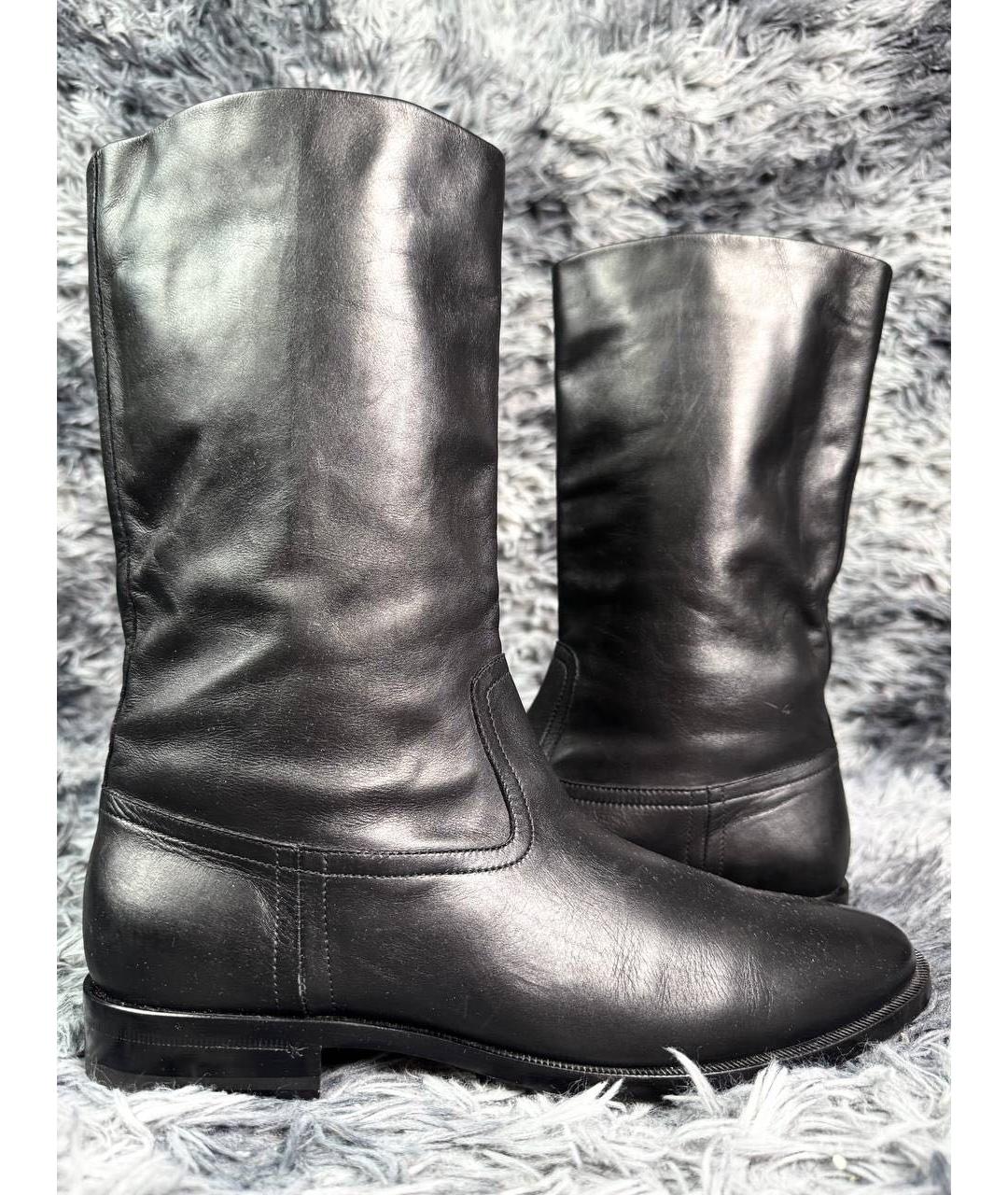 SAINT LAURENT Черные кожаные высокие ботинки, фото 4