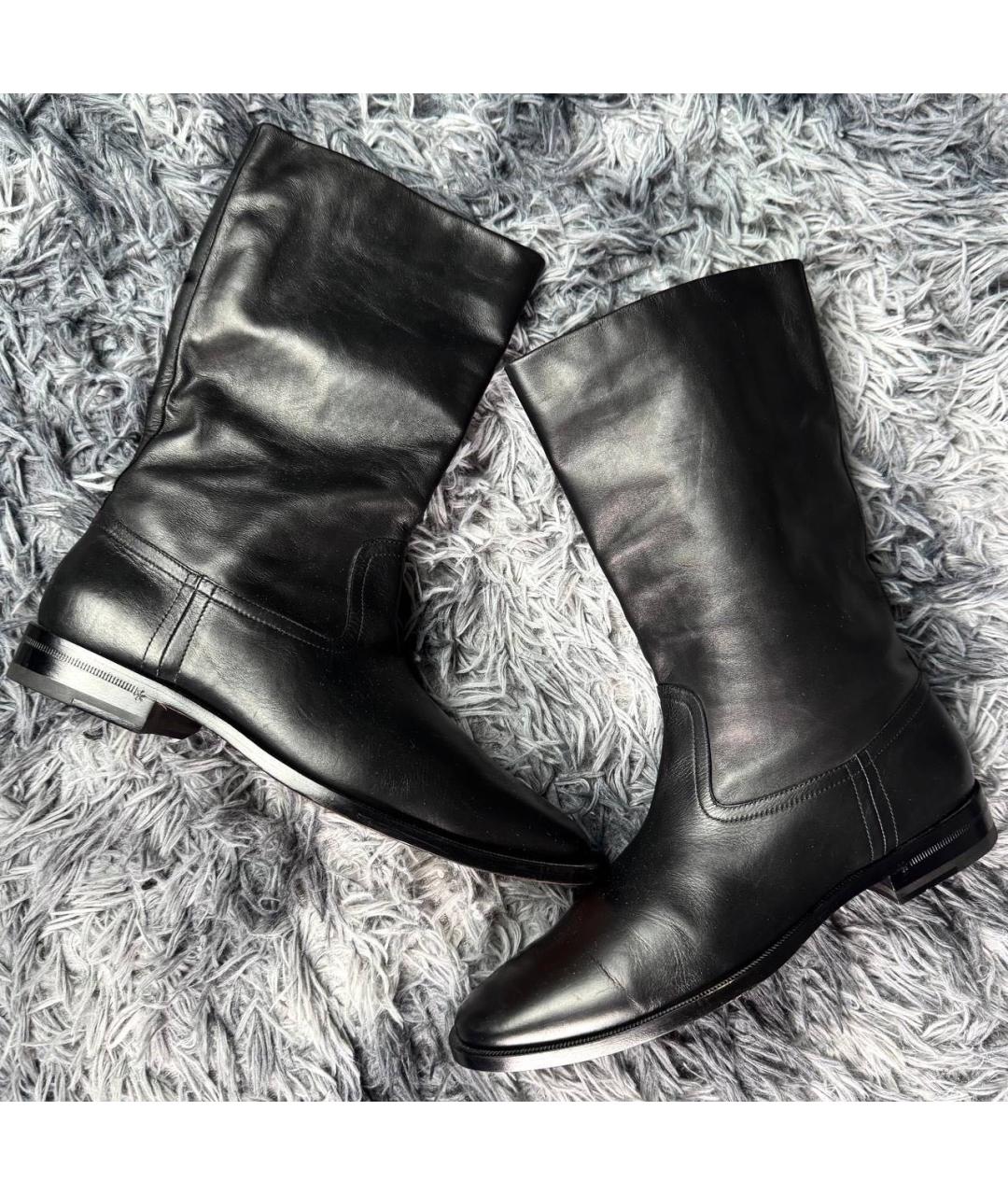 SAINT LAURENT Черные кожаные высокие ботинки, фото 8