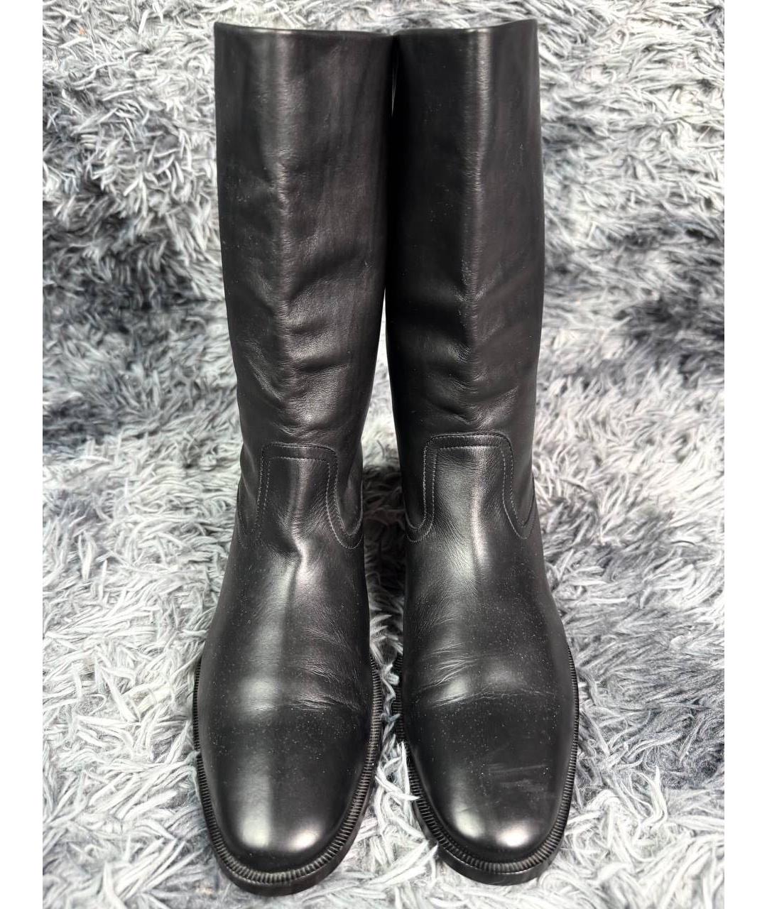 SAINT LAURENT Черные кожаные высокие ботинки, фото 2