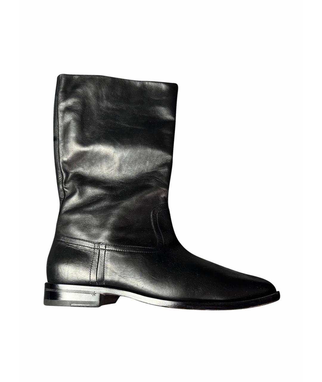 SAINT LAURENT Черные кожаные высокие ботинки, фото 1