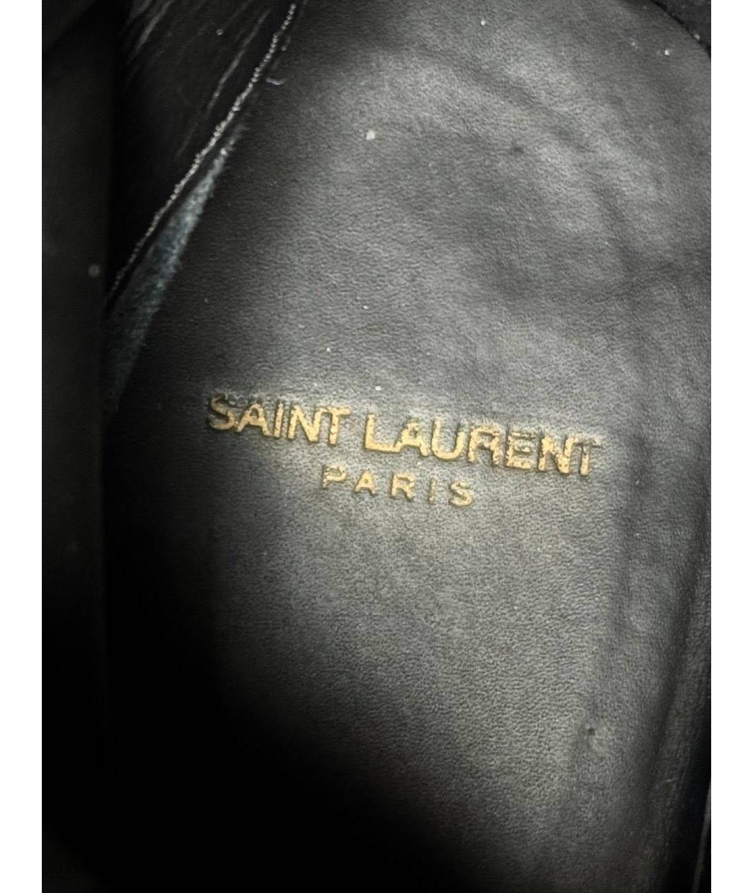 SAINT LAURENT Черные кожаные высокие ботинки, фото 6