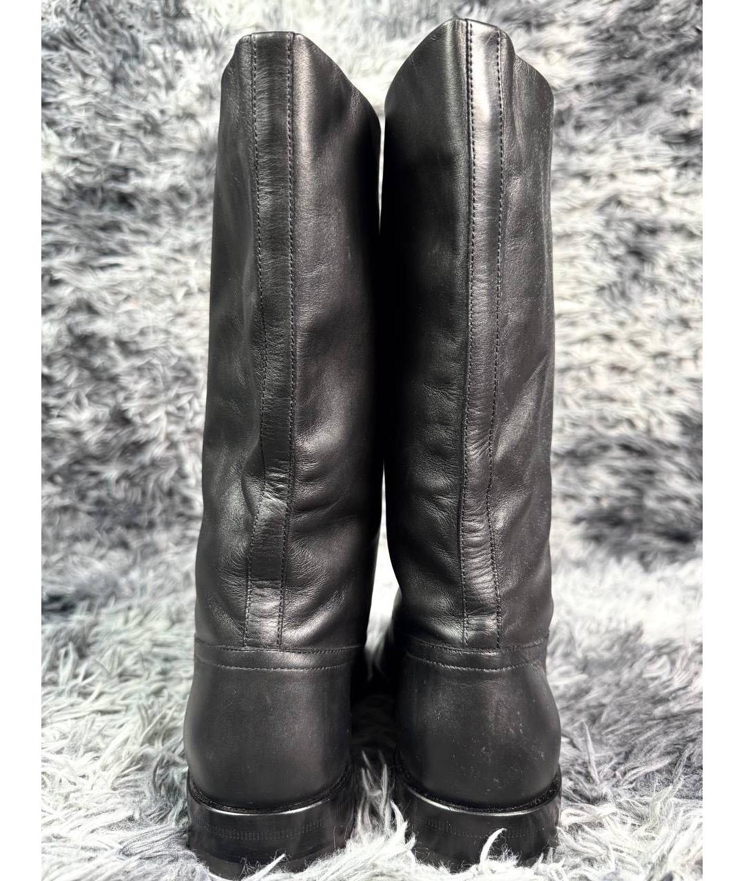 SAINT LAURENT Черные кожаные высокие ботинки, фото 5