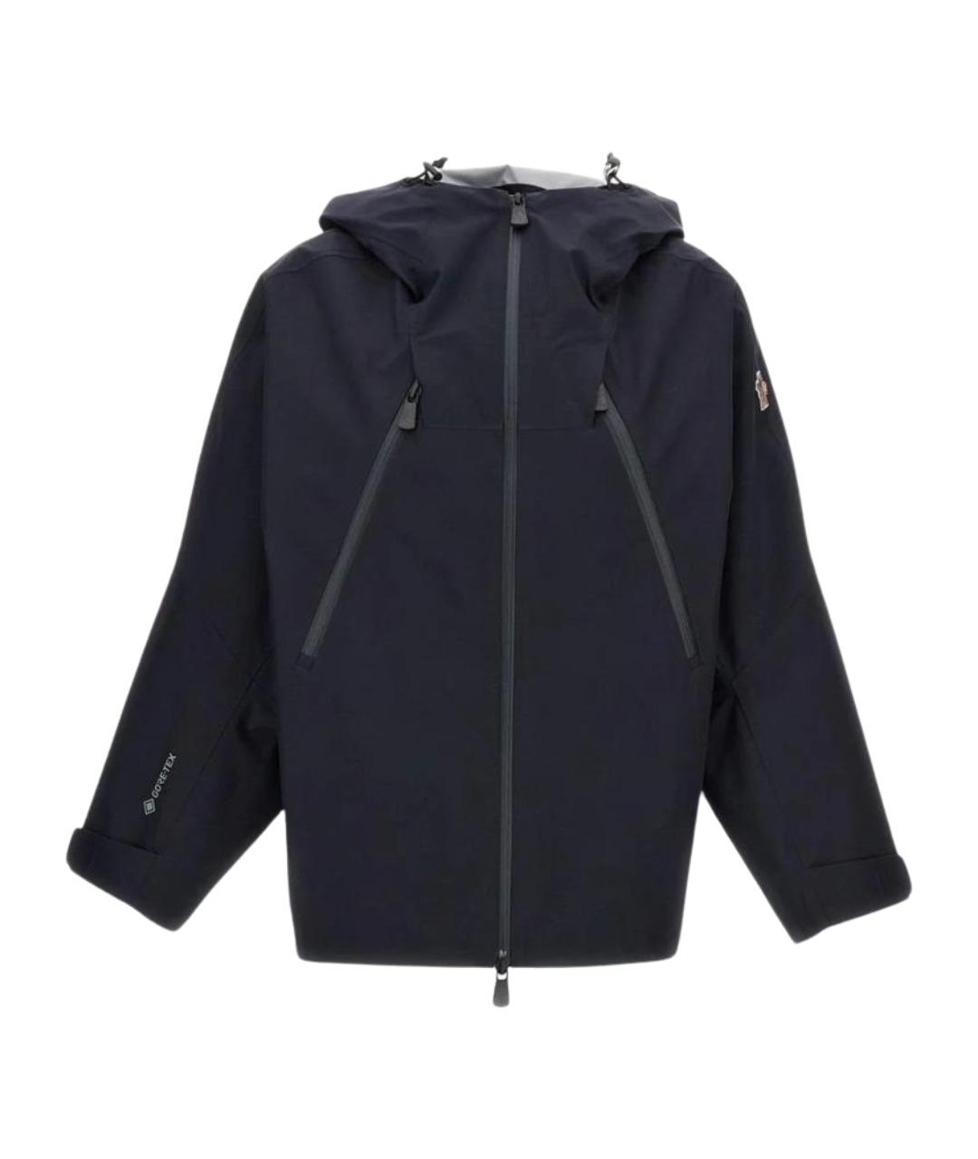 MONCLER Темно-синяя полиэстеровая куртка, фото 1