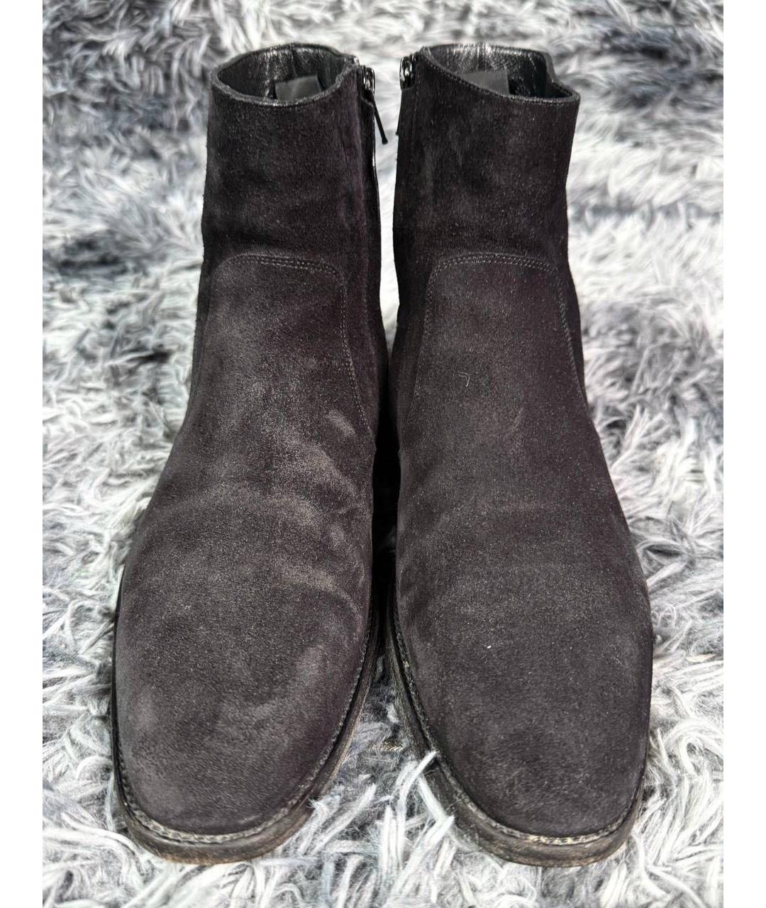 SAINT LAURENT Черные замшевые высокие ботинки, фото 4