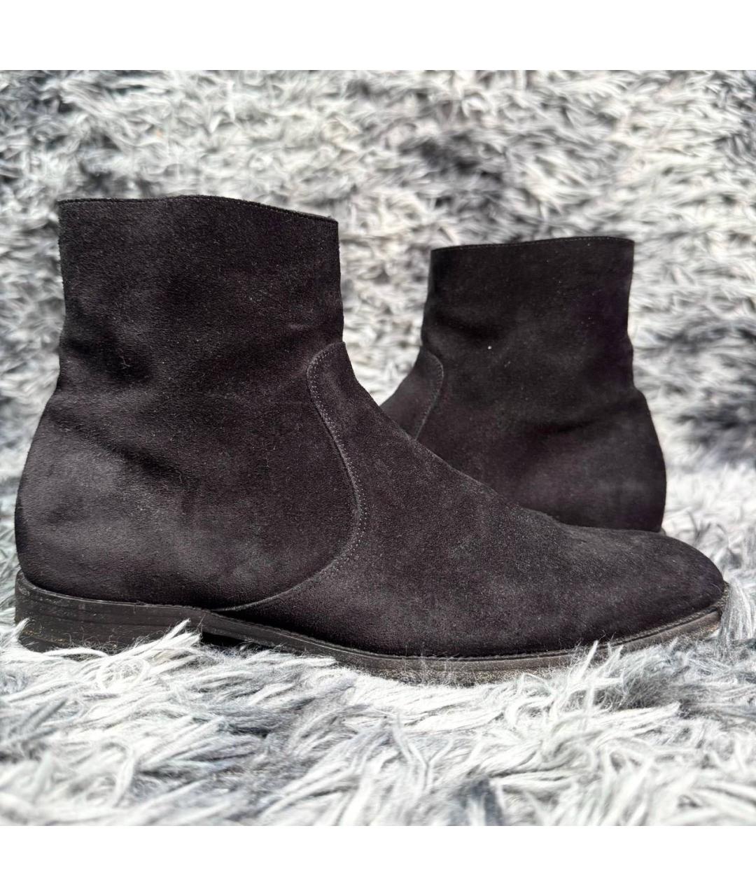SAINT LAURENT Черные замшевые высокие ботинки, фото 3