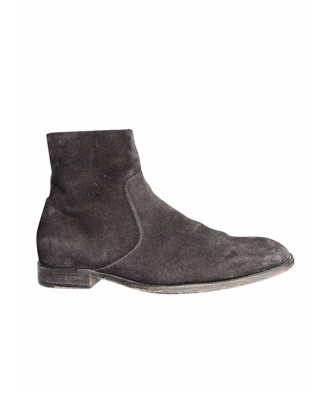 SAINT LAURENT Черные замшевые высокие ботинки, фото 1