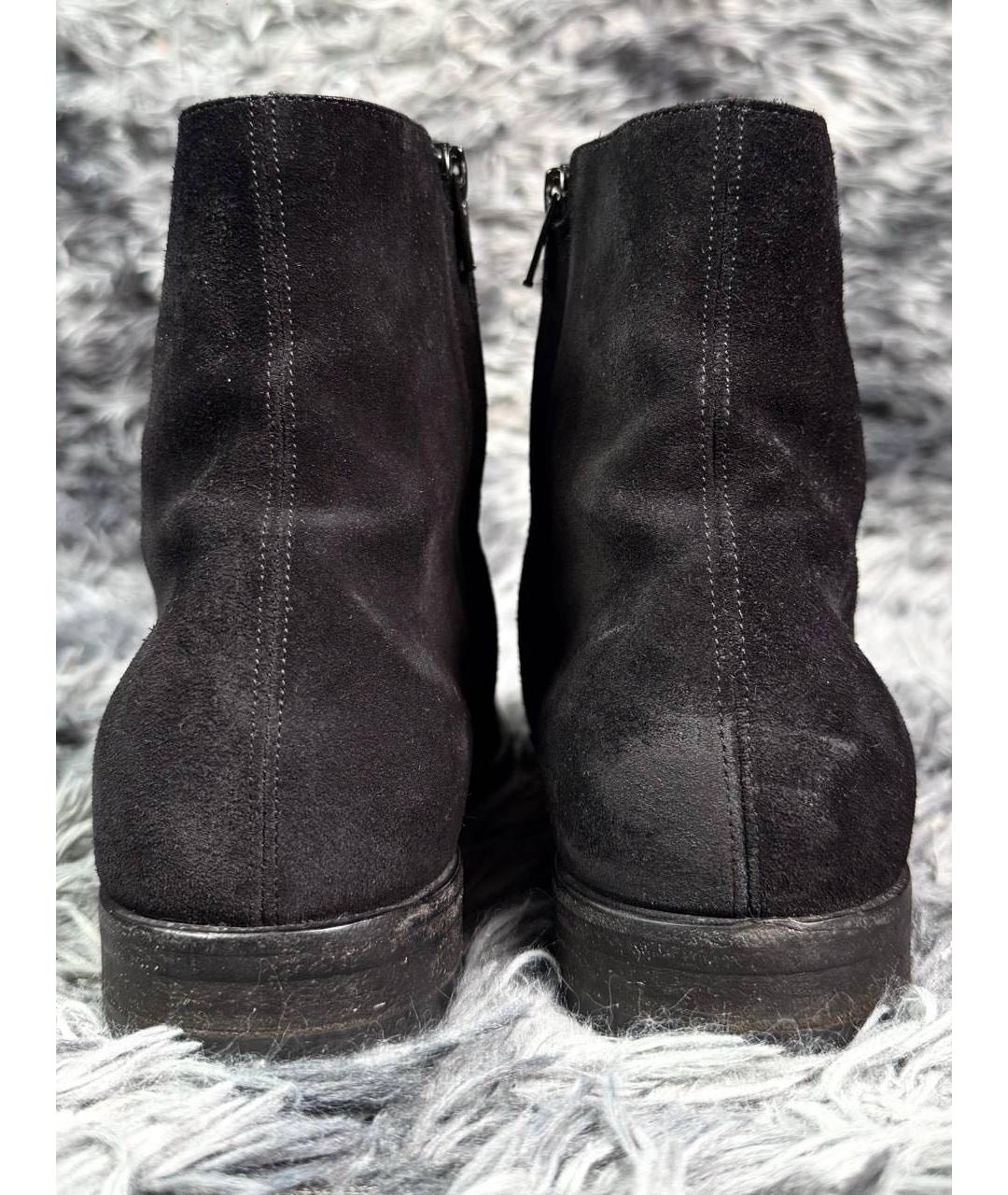 SAINT LAURENT Черные замшевые высокие ботинки, фото 5