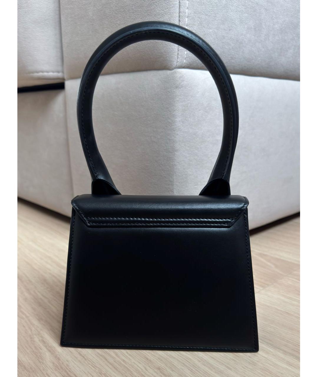 JACQUEMUS Черная кожаная сумка с короткими ручками, фото 3