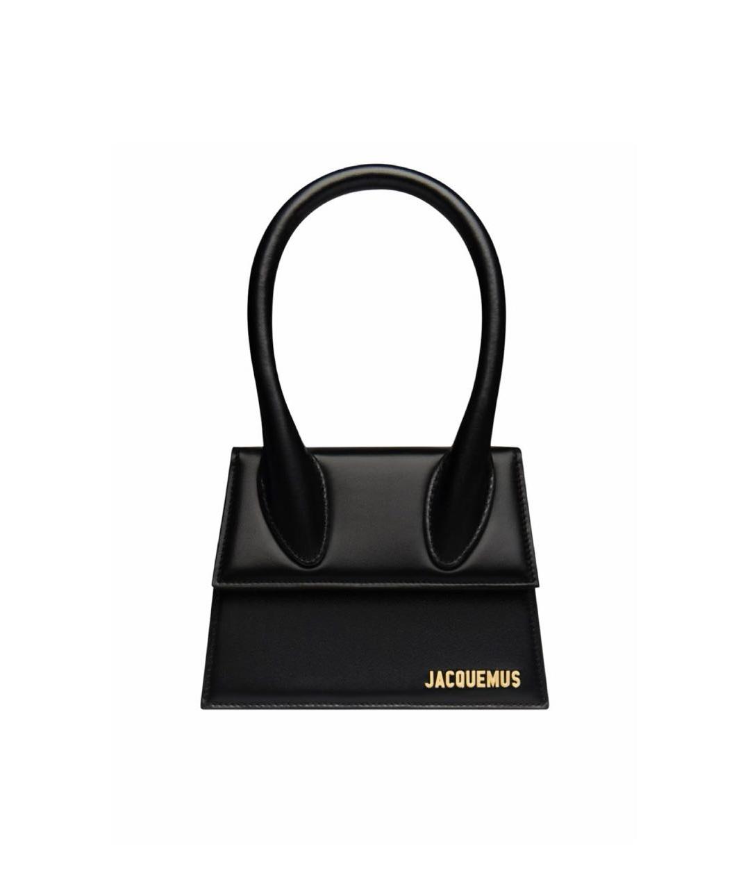 JACQUEMUS Черная кожаная сумка с короткими ручками, фото 1