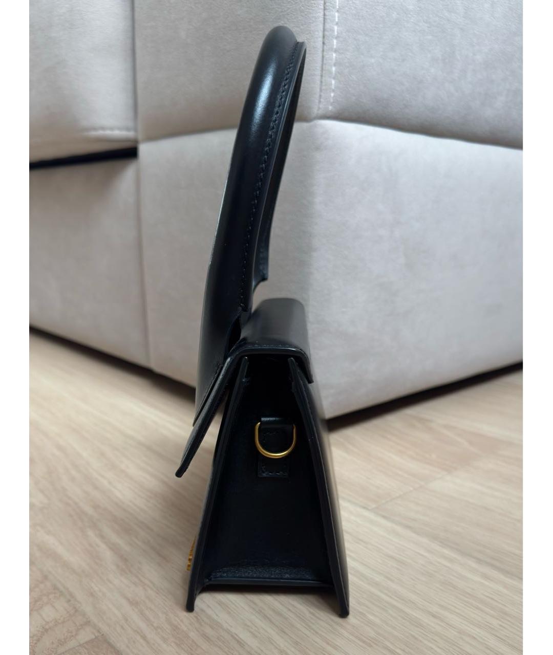 JACQUEMUS Черная кожаная сумка с короткими ручками, фото 2