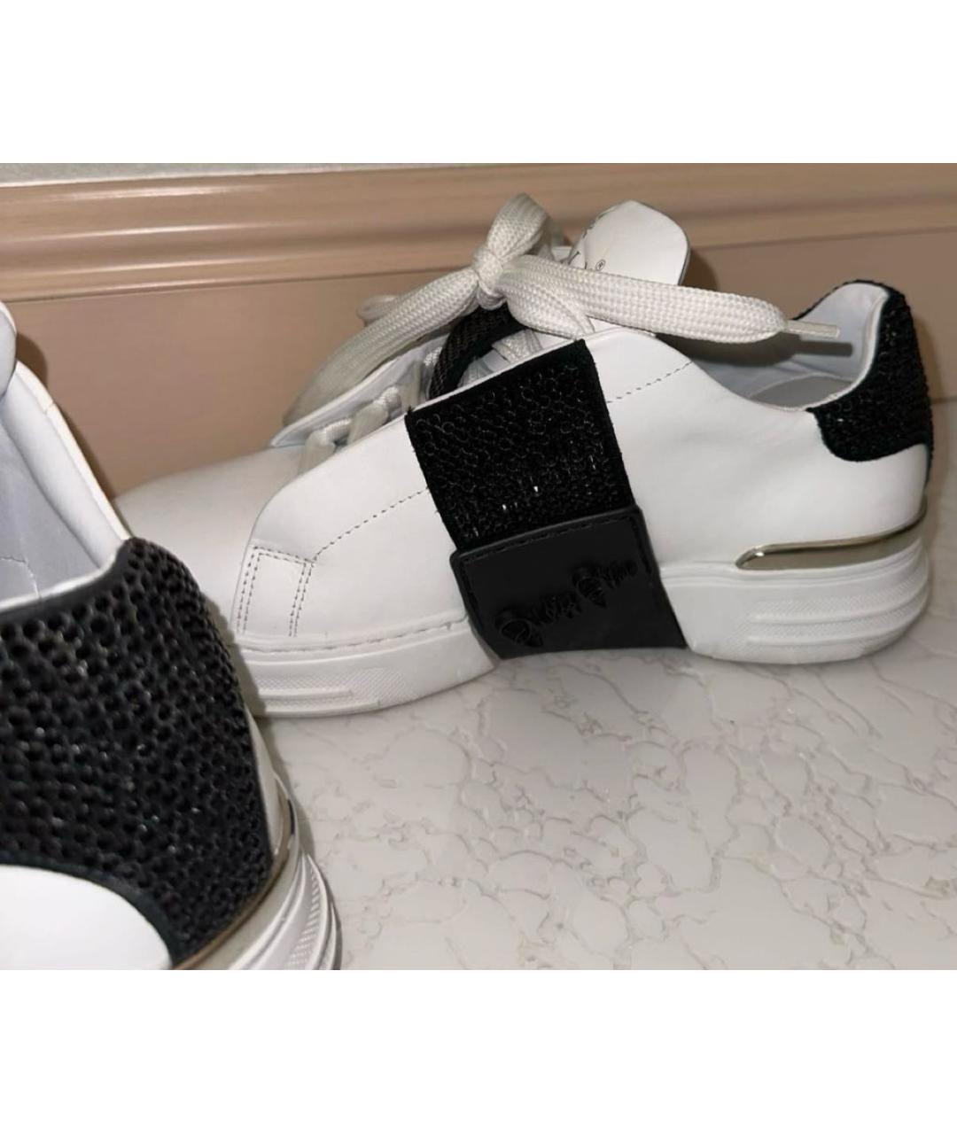 PHILIPP PLEIN Белые кожаные кроссовки, фото 5