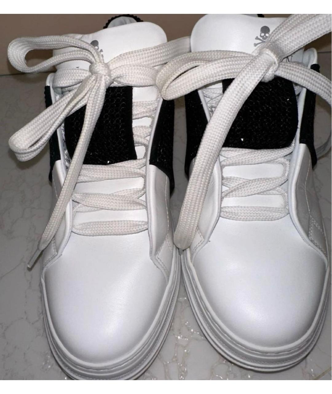 PHILIPP PLEIN Белые кожаные кроссовки, фото 2