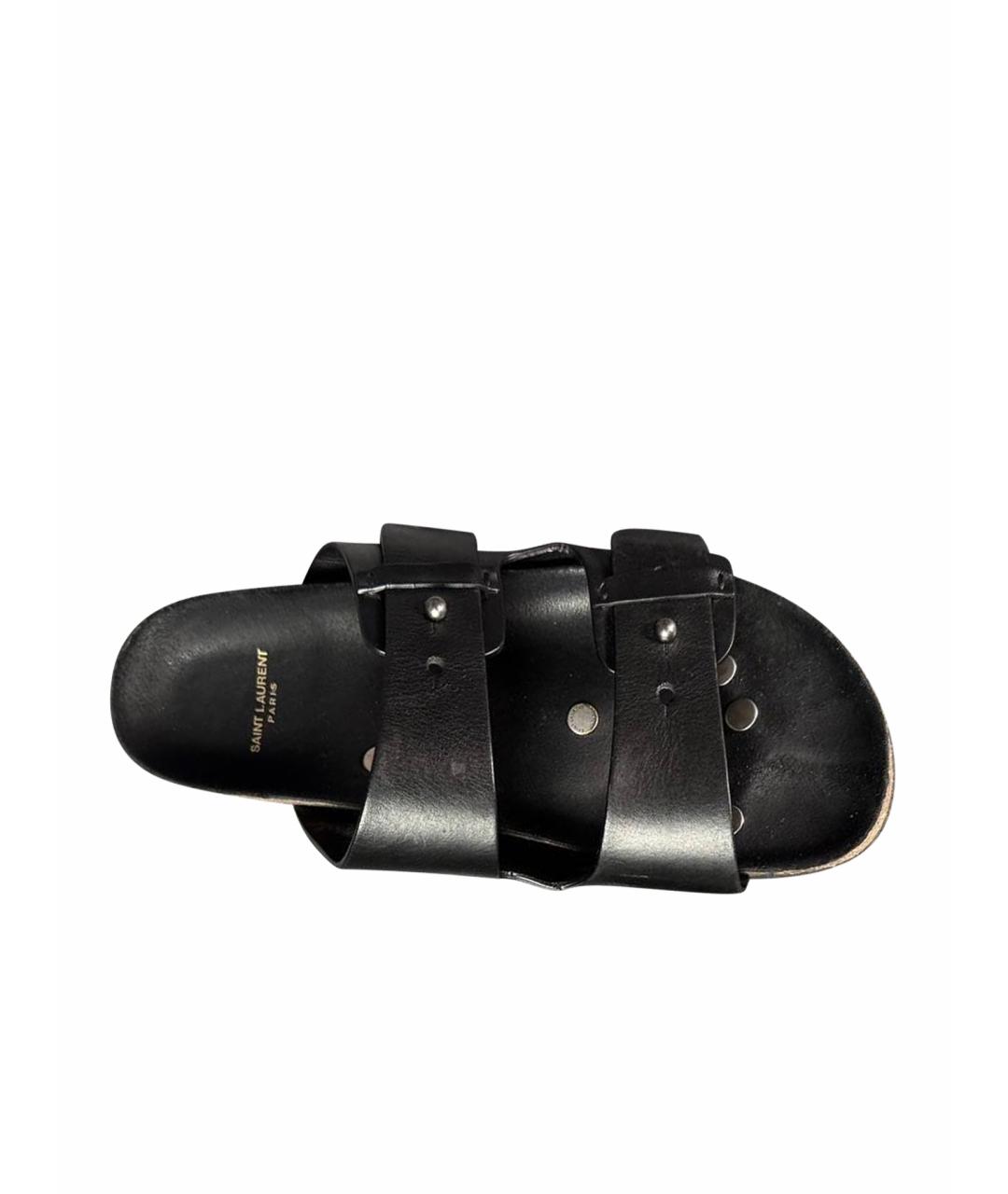SAINT LAURENT Черные кожаные сандалии, фото 1